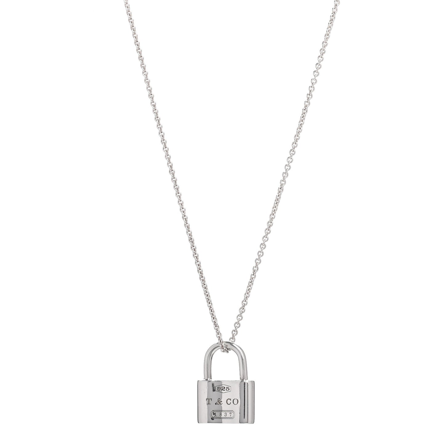 Sterling Silver 1837 Lock Charm Pendant Necklace