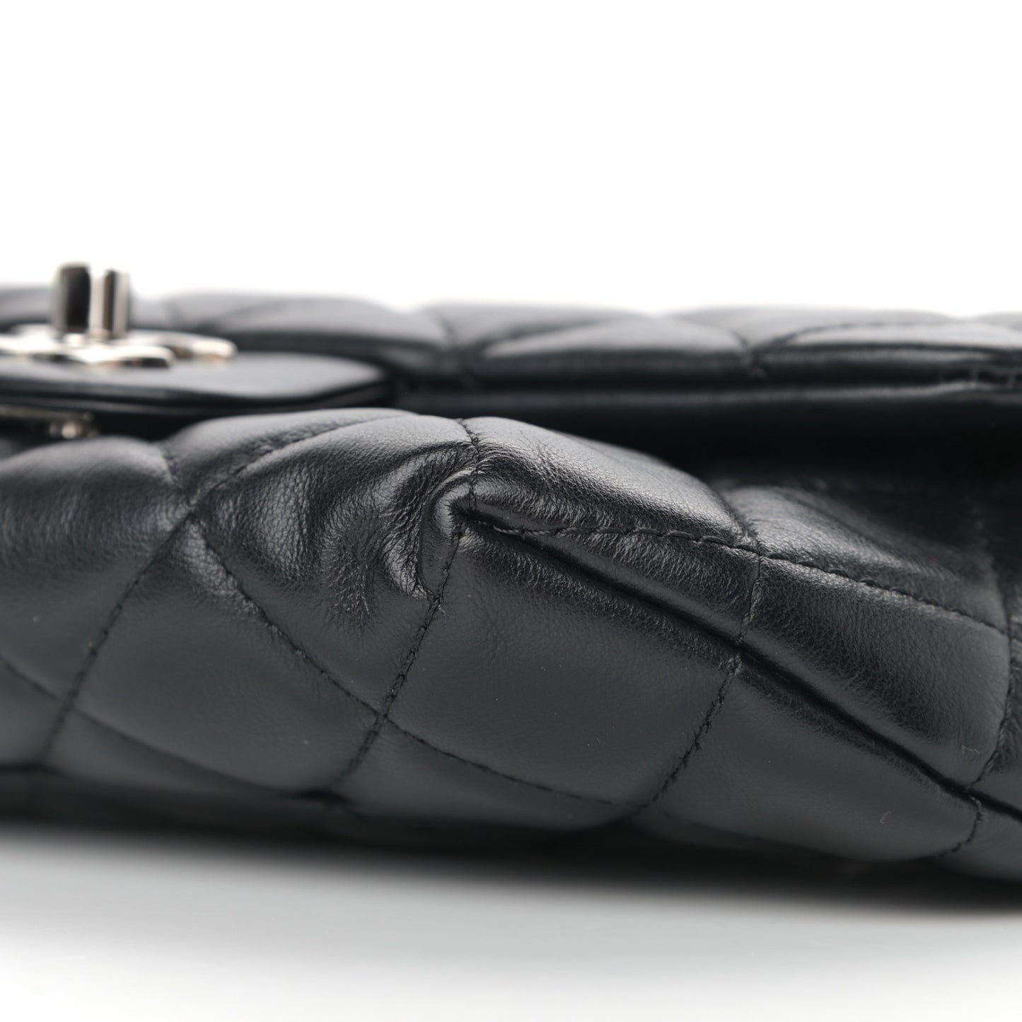 Calfskin Quilted CC Uniform Flap Belt Bag Black
