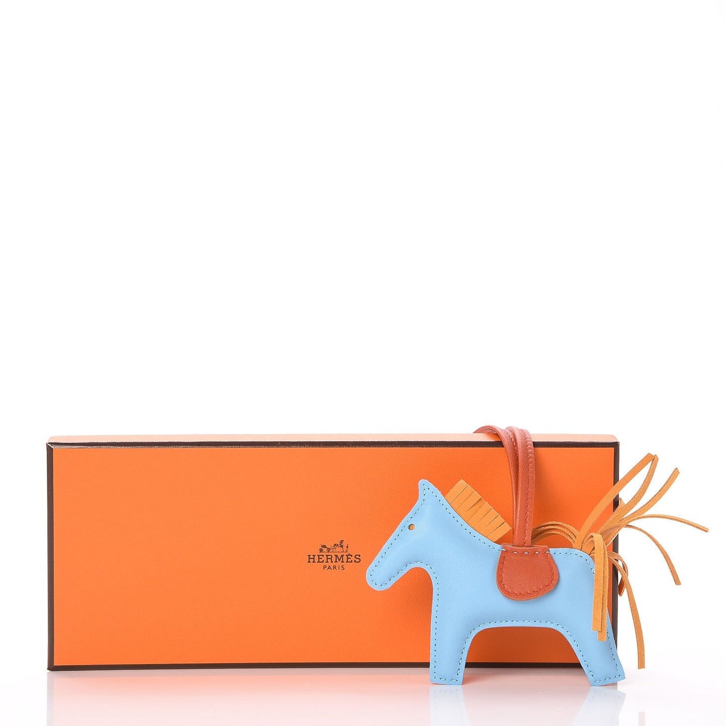 Milo Lambskin Grigri Rodeo Horse Bag Charm PM Celeste Naturel Bouton D'Or Cornaline