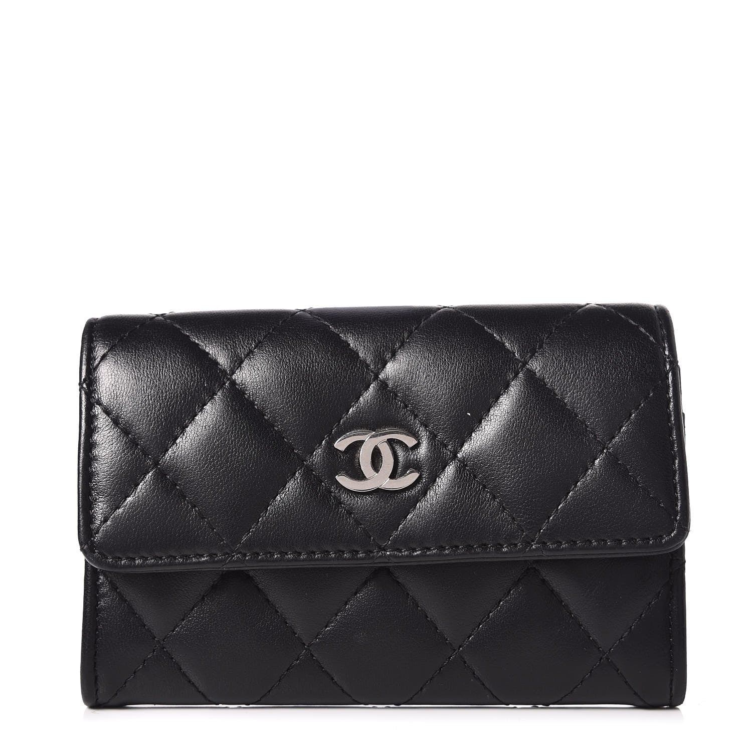 Chanel Lambskin Quilted Flap Card Holder Black 1 of 9
