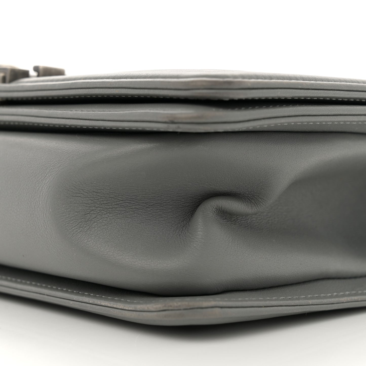 Calfskin Chevron Quilted Medium Boy Flap Grey
