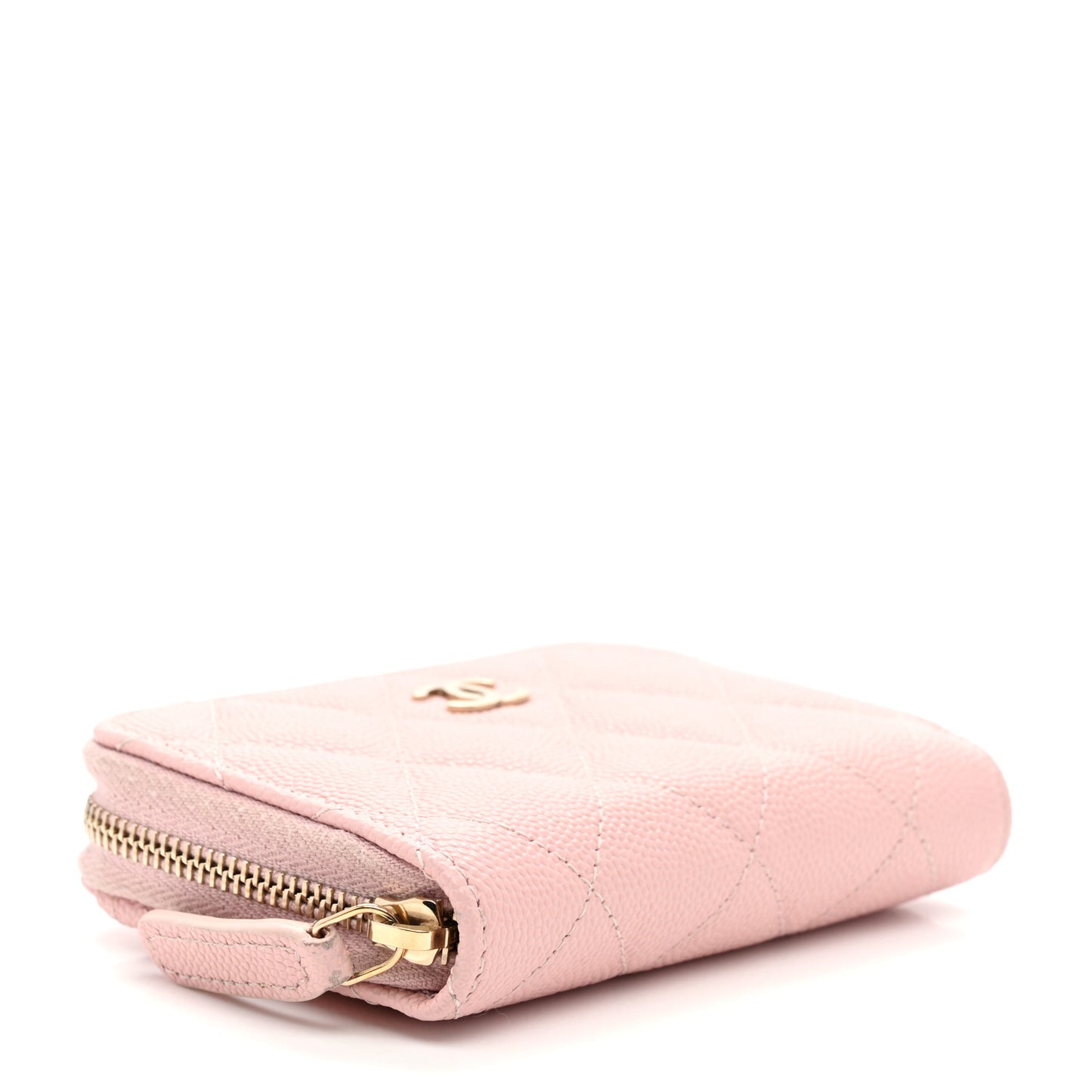 Caviar Quilted Zip Coin Purse Light Pink