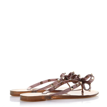Valentino Garavani PVC Jelly Glitter Rockstud Bow Thong Sandals 36 Multicolor 3 of 4