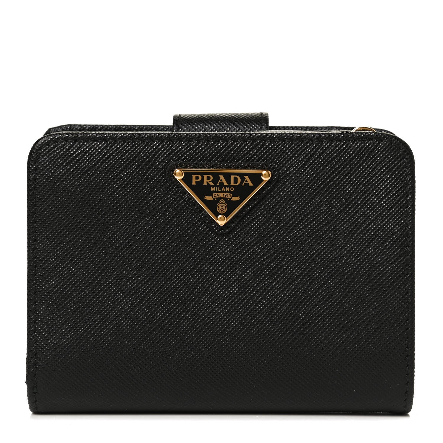 Prada Saffiano Metal Compact Wallet Black 1 of 10