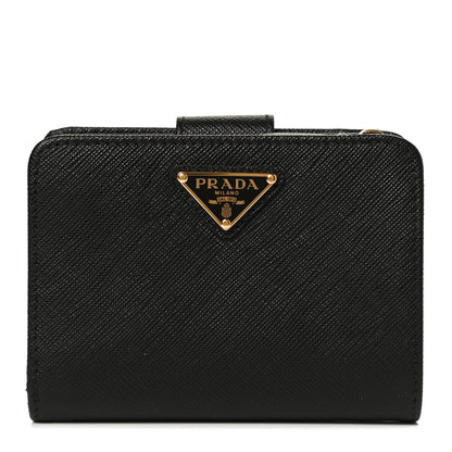 Prada Saffiano Metal Compact Wallet Black 1 of 10