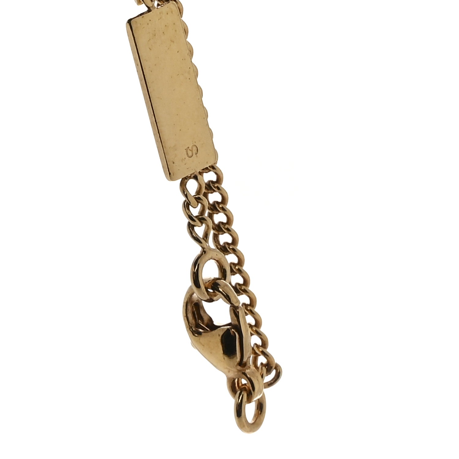 Saint Laurent Brass Crystal Cassandre Heart Charm Bracelet Gold 5 of 5