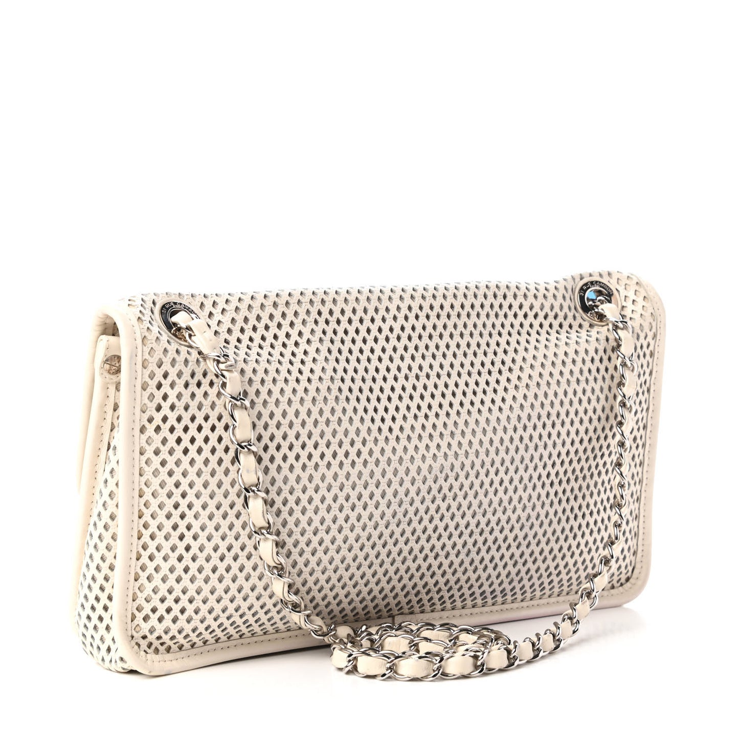Perforated Calfskin Up In The Air Flap White