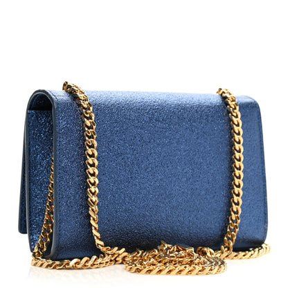 Saint Laurent Metallic Calfskin Small Monogram Kate Satchel Navy 3 of 9