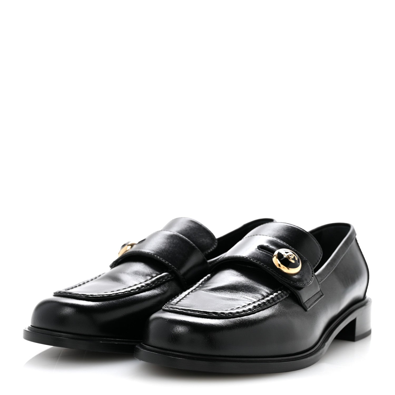 Chanel Shiny Calfskin CC Mocassin Loafers 39 Black 4 of 11