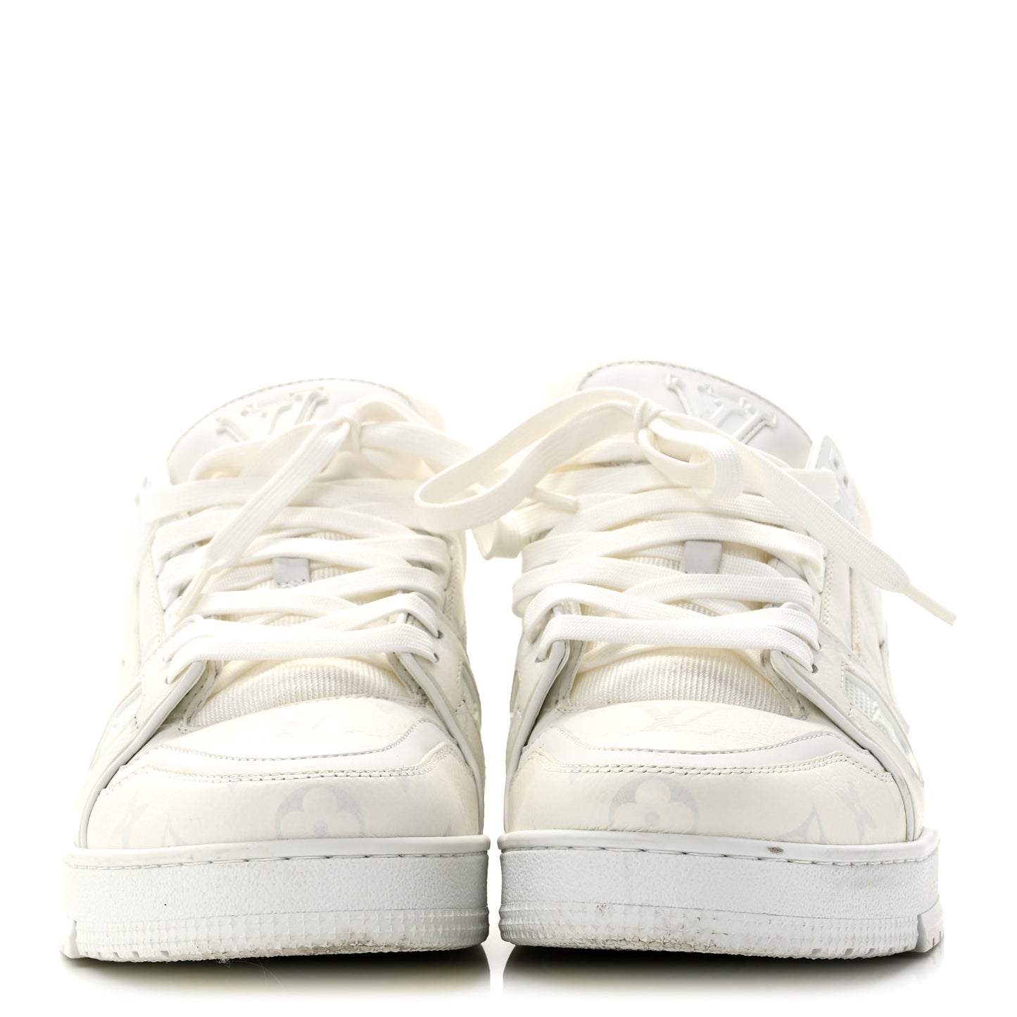 Calfskin Monogram Mens LV Trainer Sneakers 7.5 White