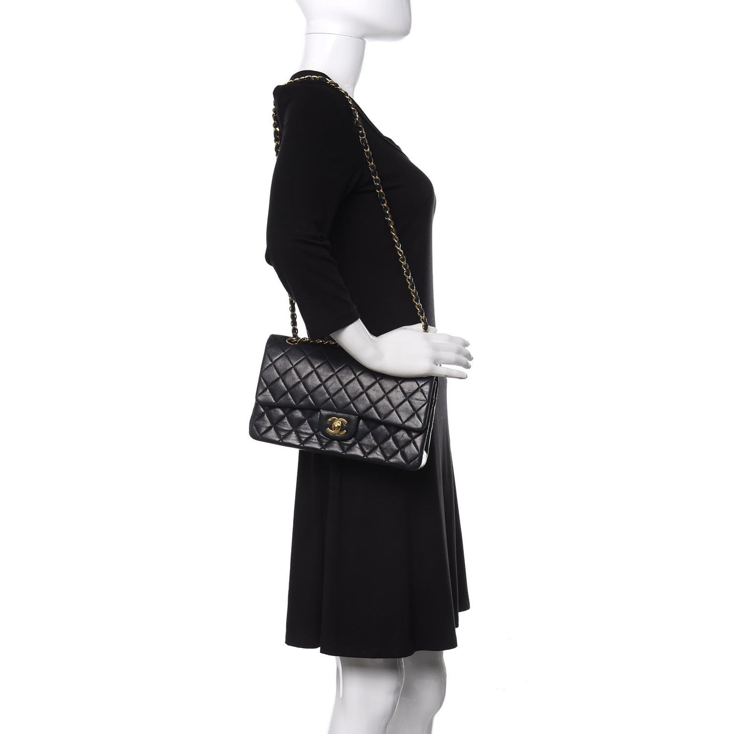 Lambskin Quilted Medium Double Flap Navy