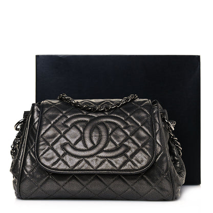 Chanel Metallic Caviar Quilted Timeless Accordion Flap Dark Silver 13 of 13