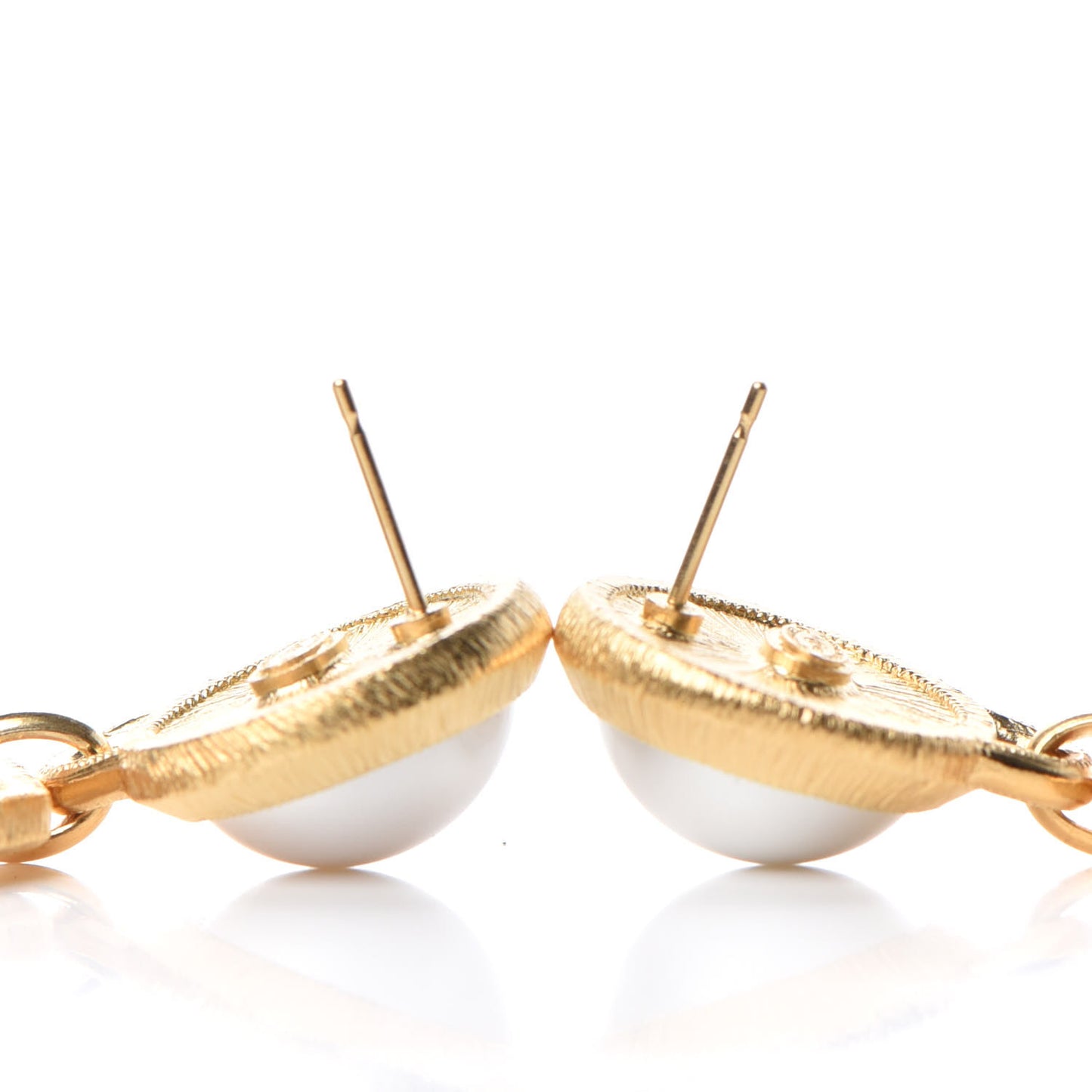 Pearl CC Tags Drop Earrings Gold
