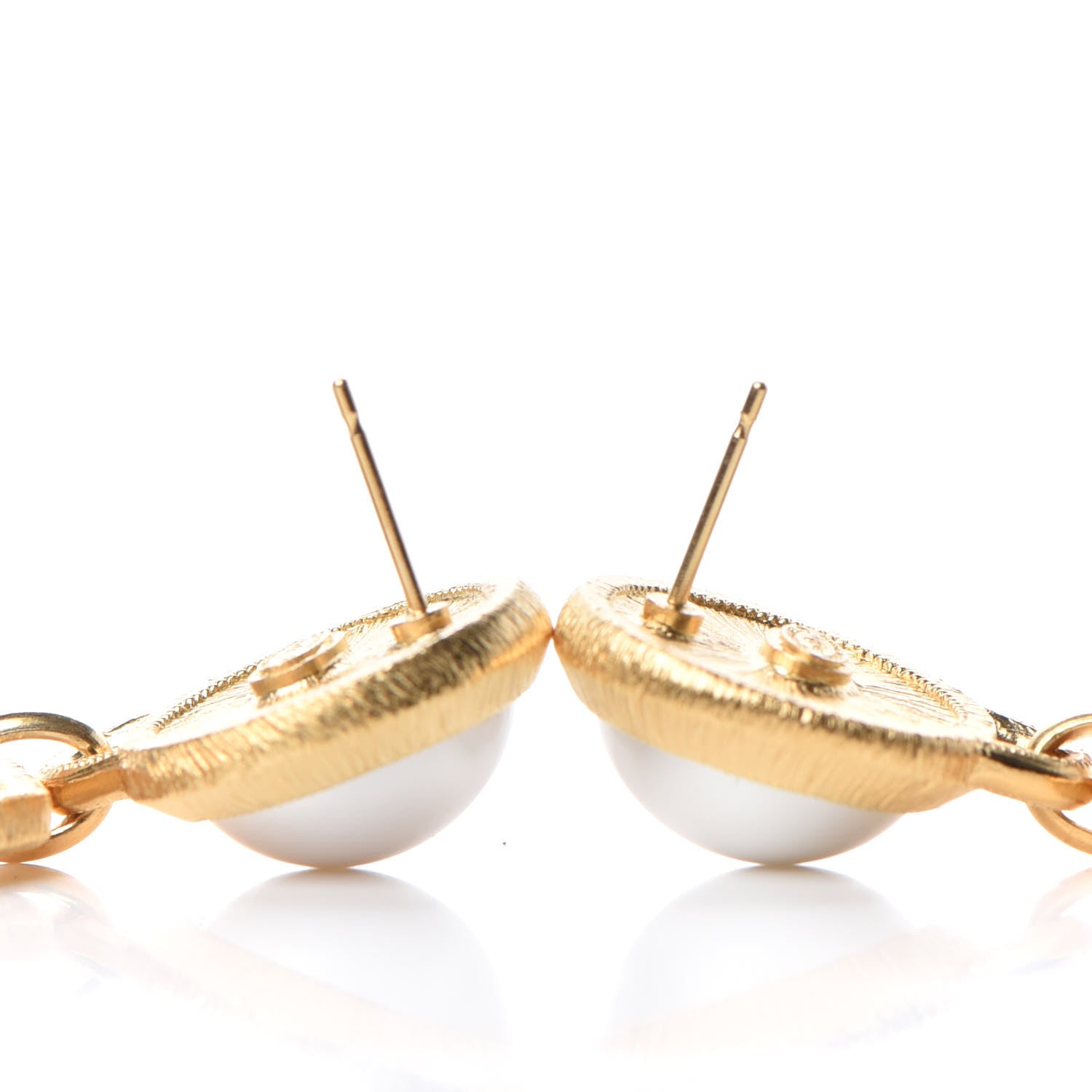 Chanel Pearl CC Tags Drop Earrings Gold 3 of 5