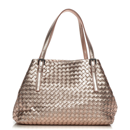Bottega Veneta Metallic Grosgrain Intrecciato Medium A Shape Seamless Tote Rose Gold 1 of 9