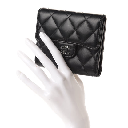 Chanel Lambskin Quilted Compact Flap Wallet Black 2 of 9