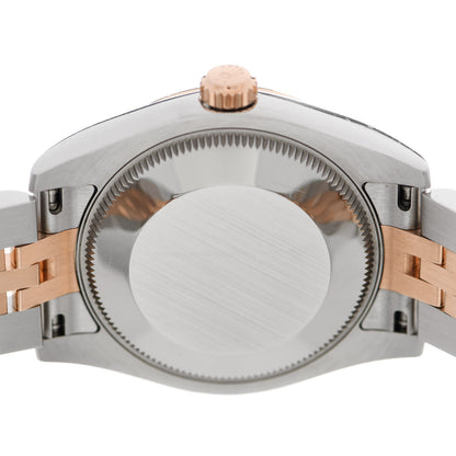 Rolex Stainless Steel 18K Everose Gold Diamond Black Mother of Pearl 31mm Oyster Perpetual Datejust Watch 178271 4 of 5