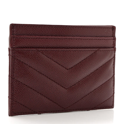 Saint Laurent Grain De Poudre Matelasse Chevron Cassandre Credit Card Case Bordeaux 3 of 8