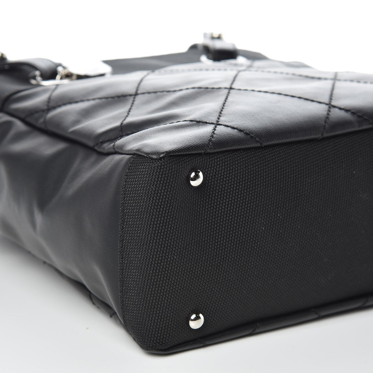Coated Canvas Quilted Small Paris Biarritz Tote Black