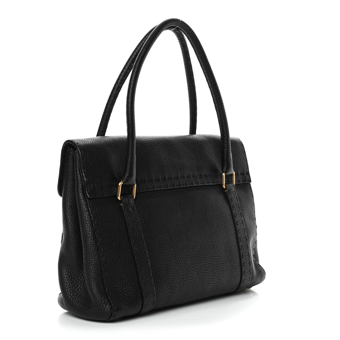 Calfskin Romano Selleria Medium Linda Satchel Black