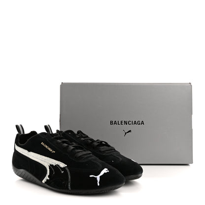 Balenciaga X PUMA Suede Mens Distressed Speedcat Sneakers 44 Black White 10 of 10