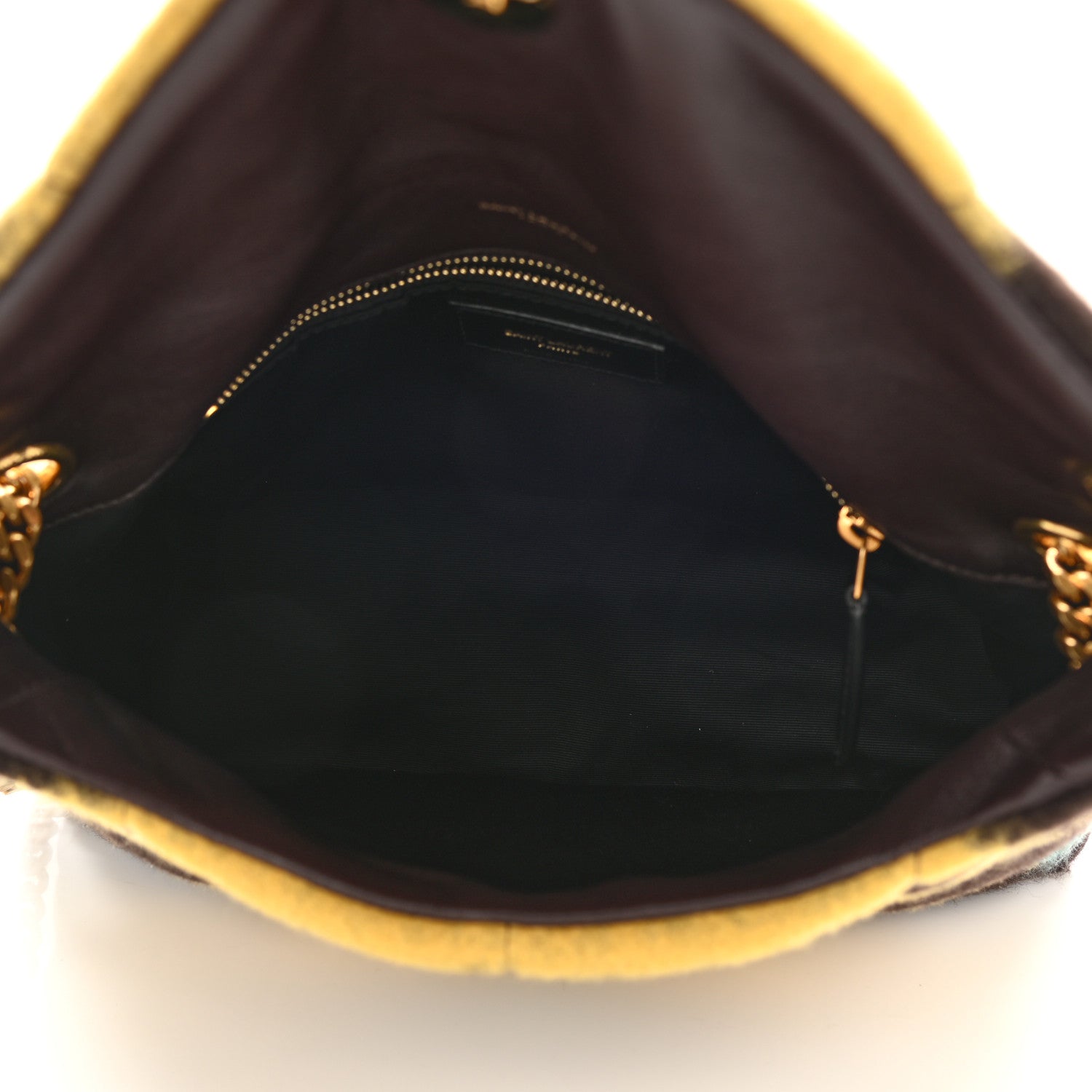 Saint Laurent Tie Dye Wool Quilted Small Loulou Puffer Monogram Chain Satchel Yellow Pacific Blue Dark Pecan 5 of 11