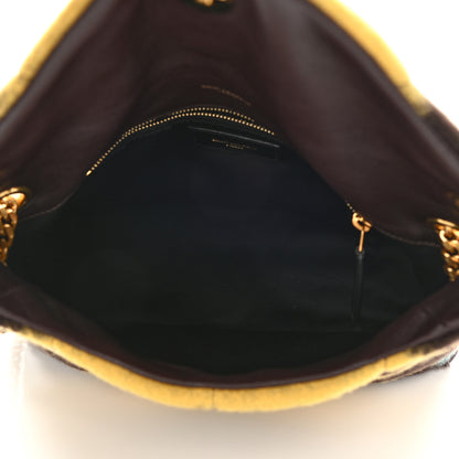 Saint Laurent Tie Dye Wool Quilted Small Loulou Puffer Monogram Chain Satchel Yellow Pacific Blue Dark Pecan 5 of 11