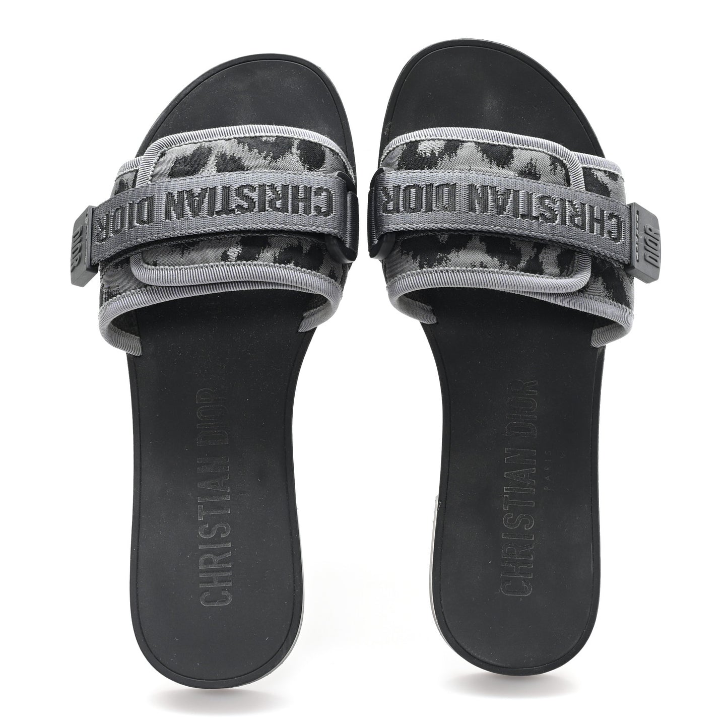 Mizza Shiny Nylon Dio(r)evolution Slide Sandals  38 Black Grey