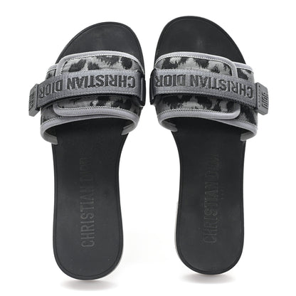 Christian Dior Mizza Shiny Nylon Dio(r)evolution Slide Sandals  38 Black Grey 2 of 10