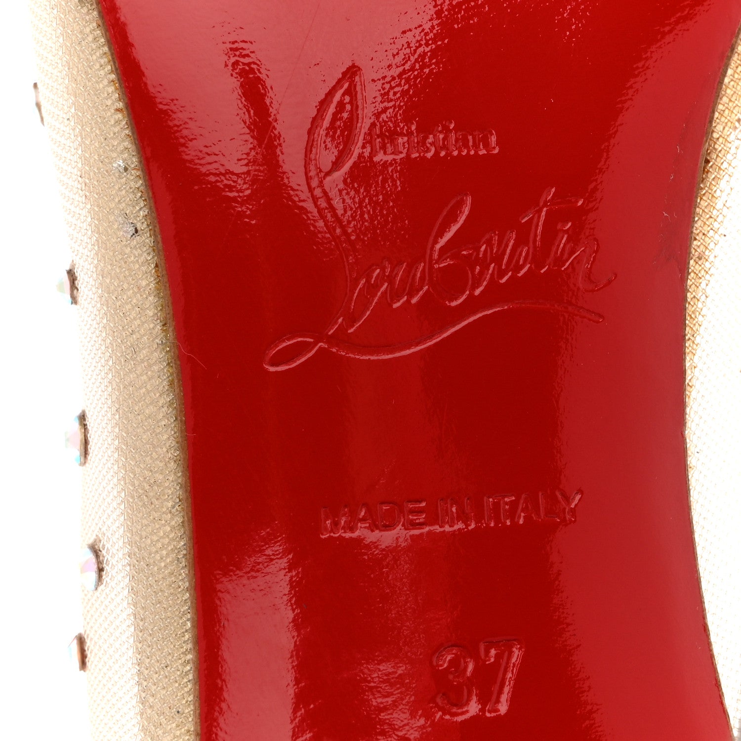 Christian Louboutin Suede Lame Crystal Strass Follies 100 Pumps 37 Light Silk 8 of 11