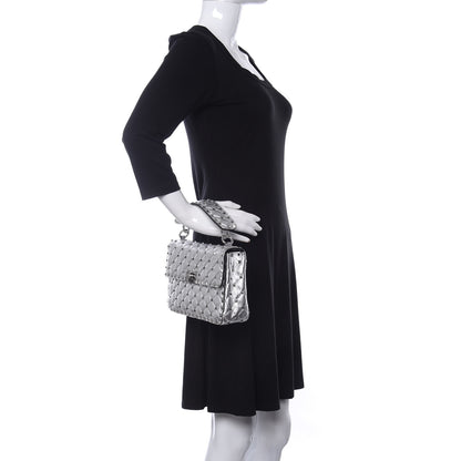 Valentino Garavani Metallic Nappa Medium Rockstud Spike Shoulder Bag Silver 2 of 11