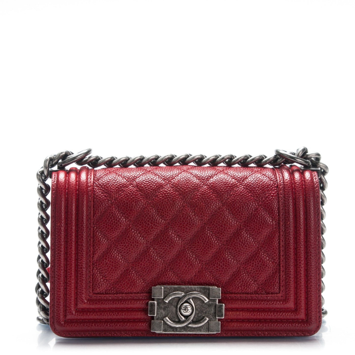 Caviar Quilted Small Boy Flap Bag Dark Red