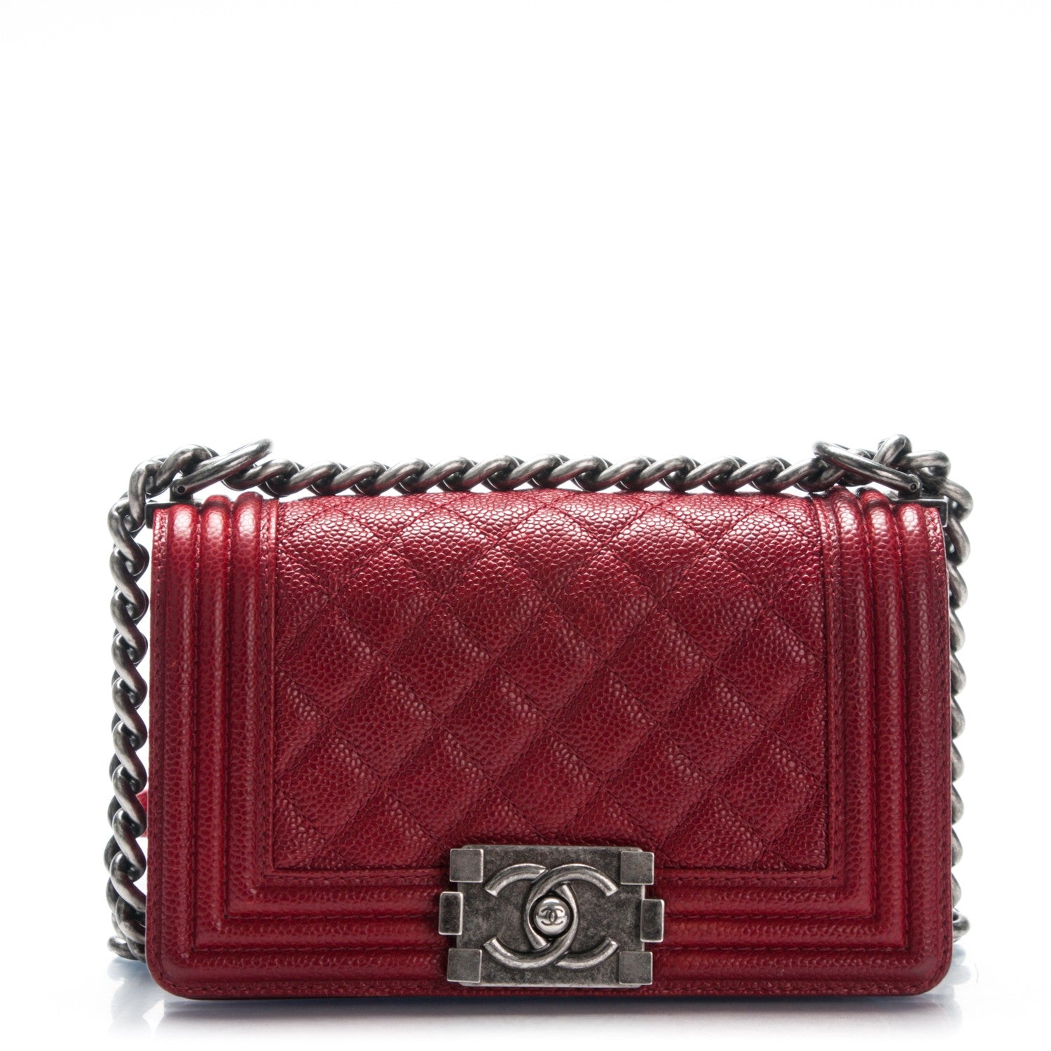 Chanel Caviar Quilted Small Boy Flap Bag Dark Red 1 of 8