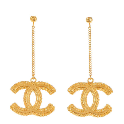 Chanel CC Drop Earrings Matte Gold 1 of 5
