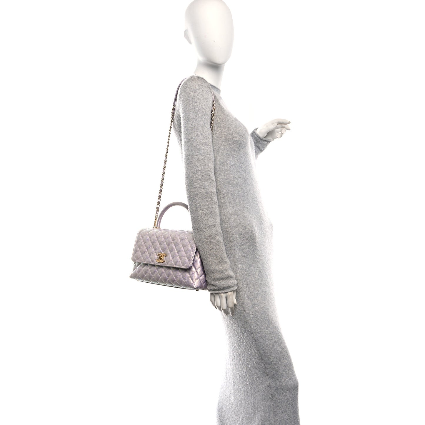 Metallic Caviar Quilted Small Coco Handle Flap Light Pink