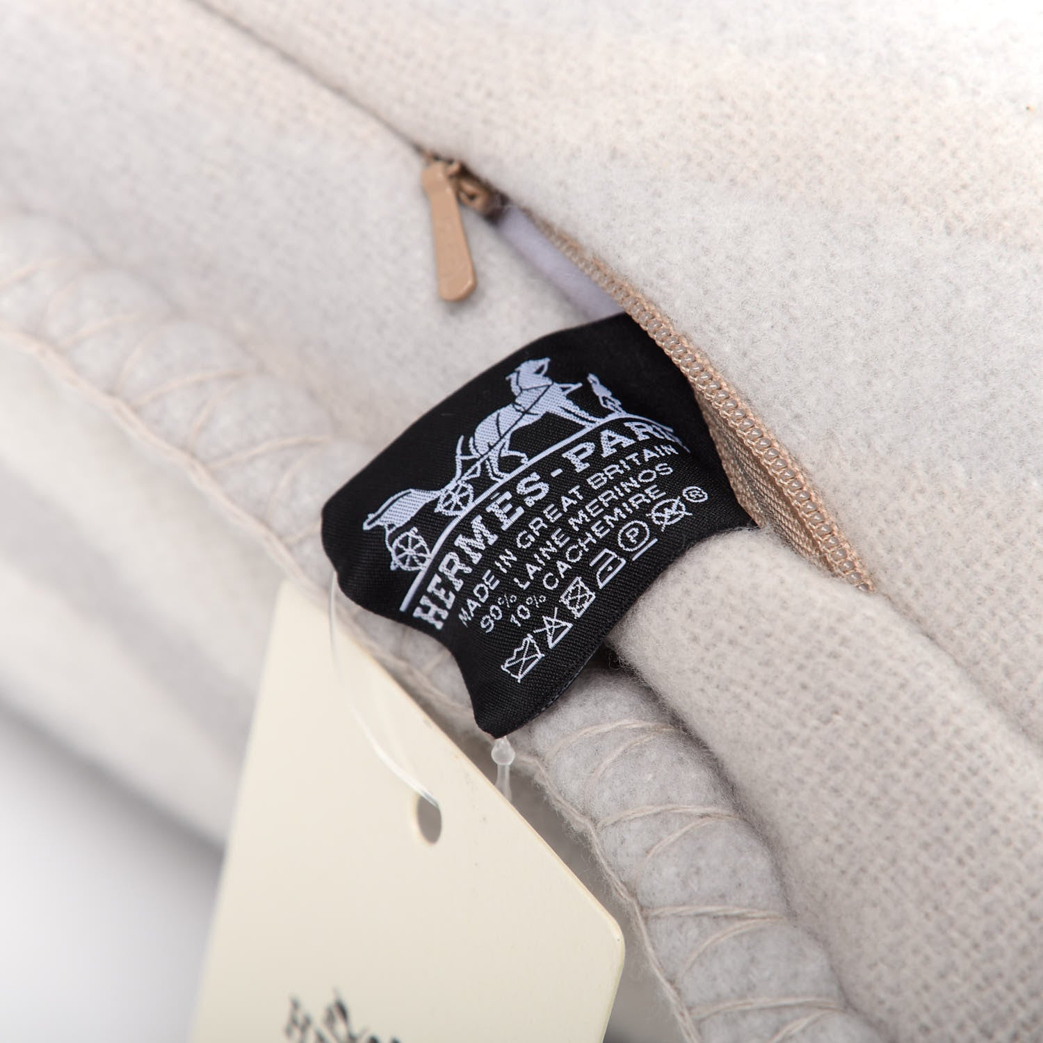 Hermes Merino Wool Cashmere Brides De Gala Pillow Gris Perle 3 of 3
