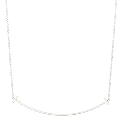 Tiffany Sterling Silver Large T Smile Pendant Necklace 1 of 6