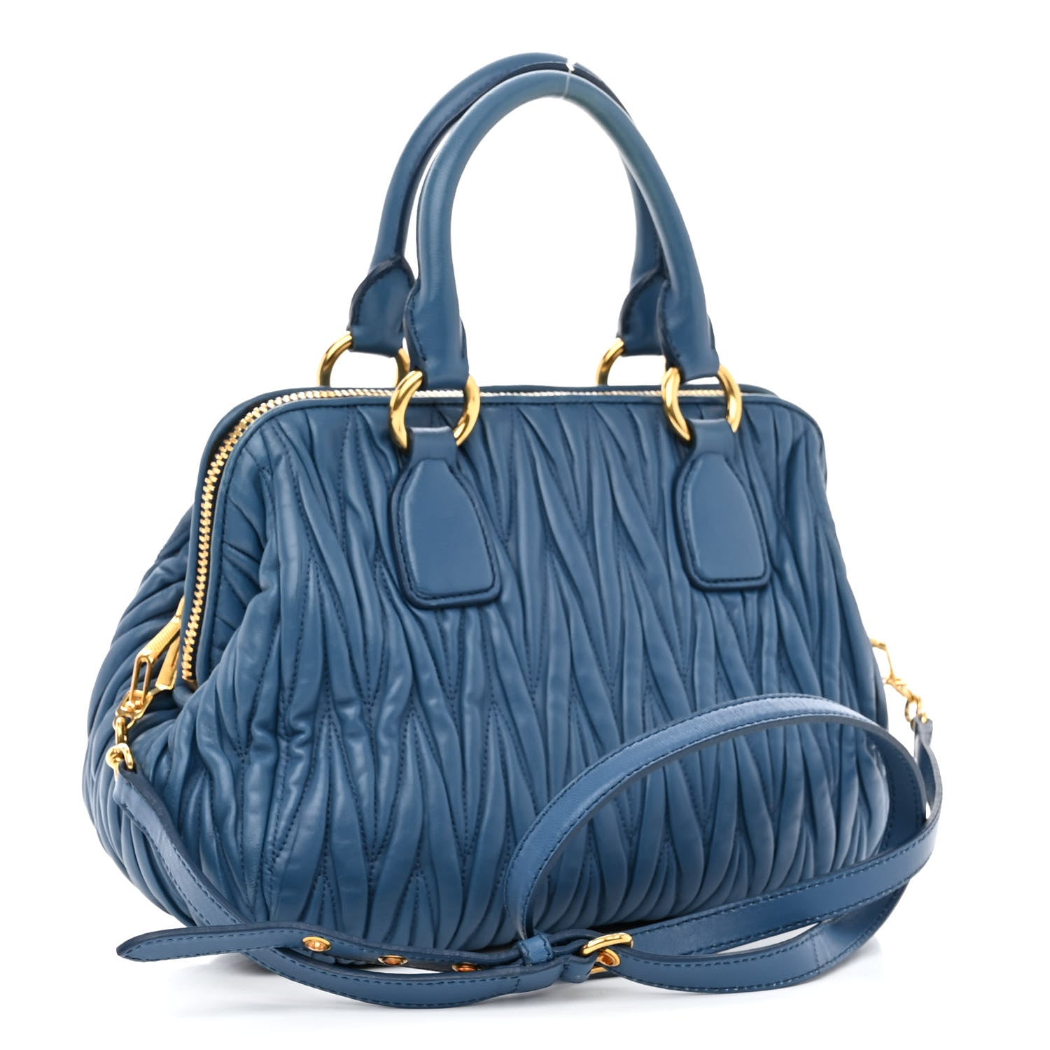 Miu Miu Nappa Matelasse Top Handle Bowler Cobalto 3 of 10