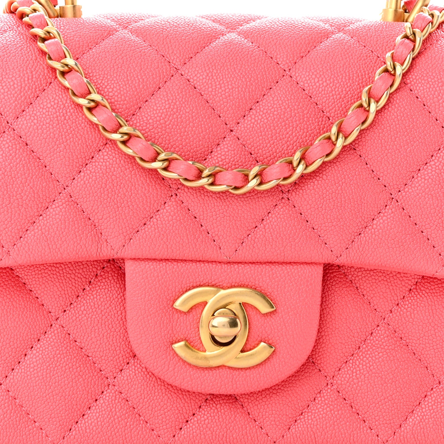 Chanel Caviar Quilted Mini Top Handle Rectangular Flap Pink 8 of 12