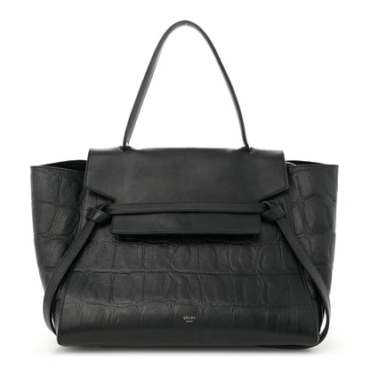 Celine Calfskin Crocodile Embossed Small Belt Bag Black 1 of 13