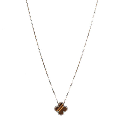 Van Cleef & Arpels 18K Yellow Gold Tiger Eye Vintage Alhambra Pendant Necklace 1 of 7