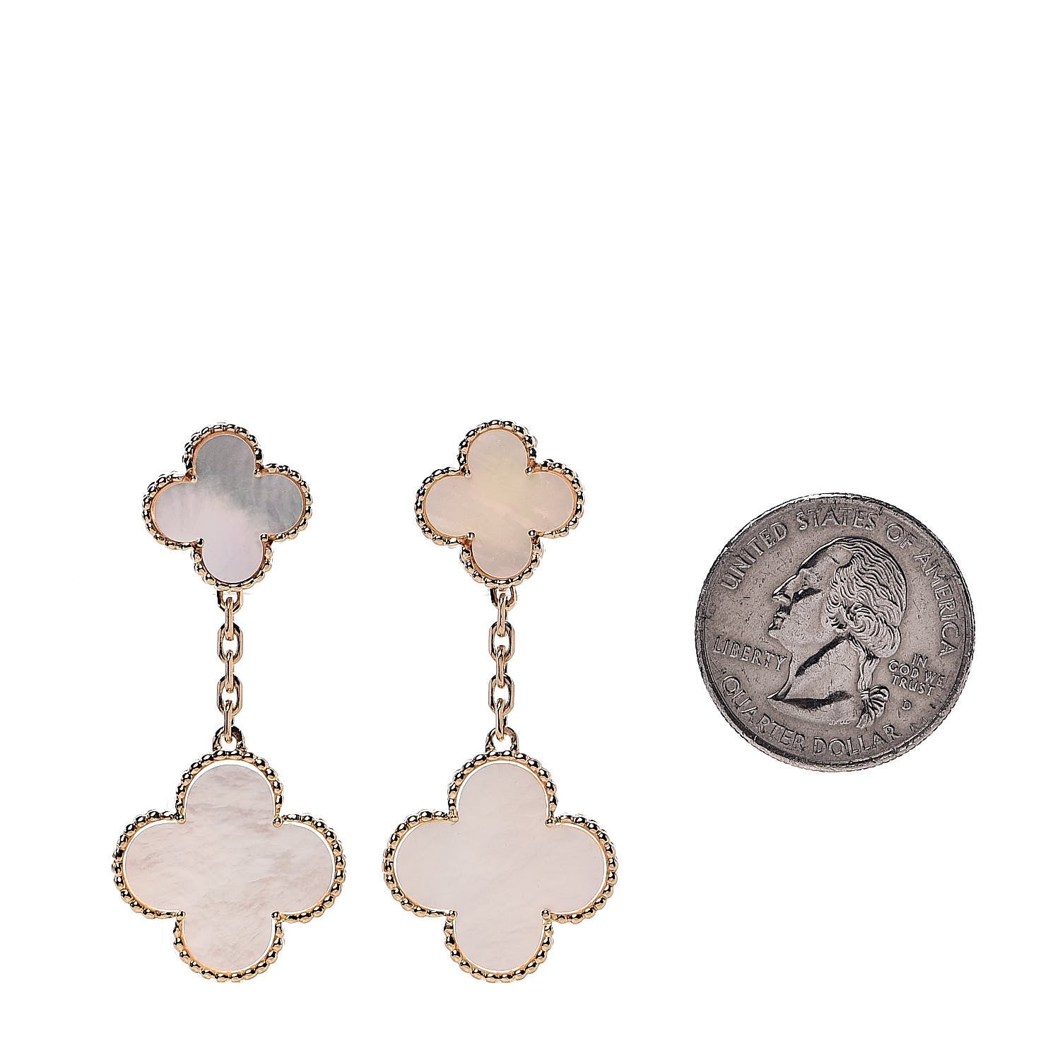 Van Cleef & Arpels 18K Yellow Gold Mother of Pearl Magic Alhambra 2 Motifs Clip-On Earrings 2 of 4