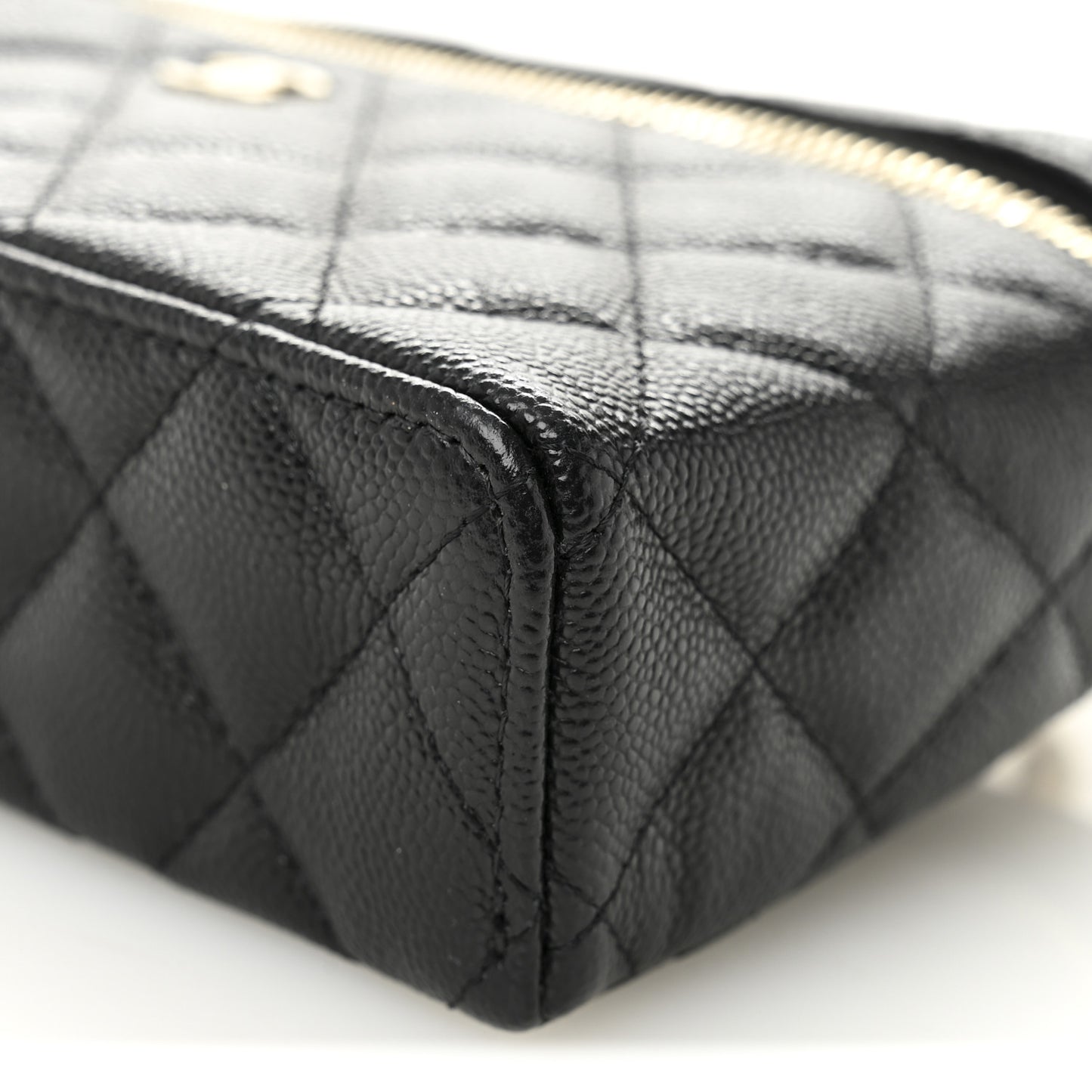 Caviar Quilted Top Handle Slim Vanity With Chain Black