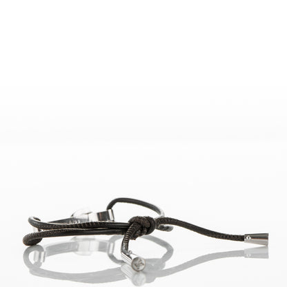 Louis Vuitton 18K White Gold Clip Bar Cord Bracelet Black 3 of 4