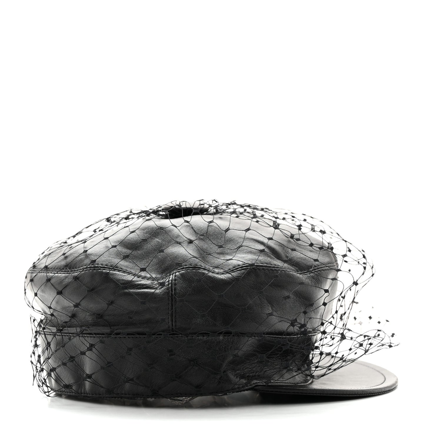 Calfskin Paris Revolution Cap With Veil 58 Black