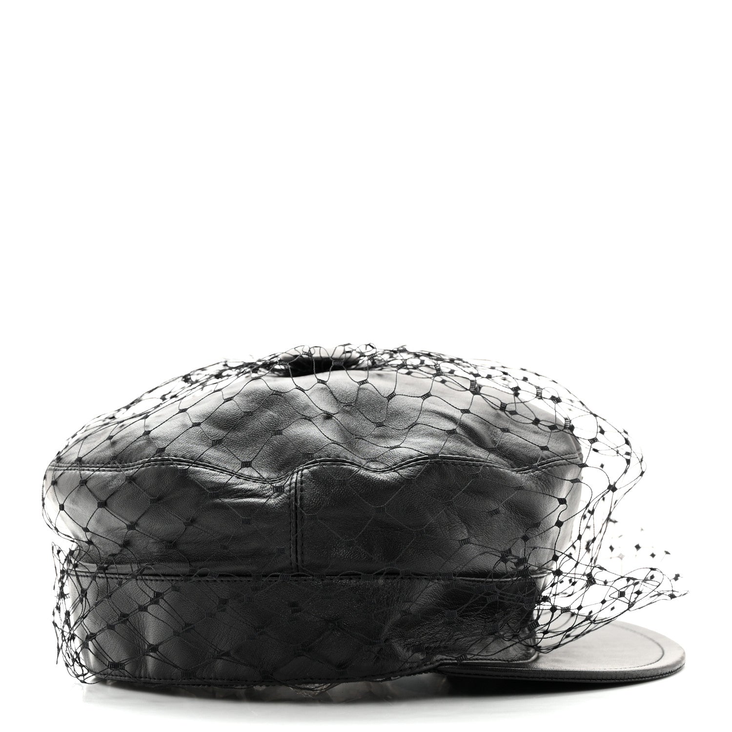 Christian Dior Calfskin Paris Revolution Cap With Veil 58 Black 5 of 11