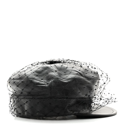 Christian Dior Calfskin Paris Revolution Cap With Veil 58 Black 5 of 11