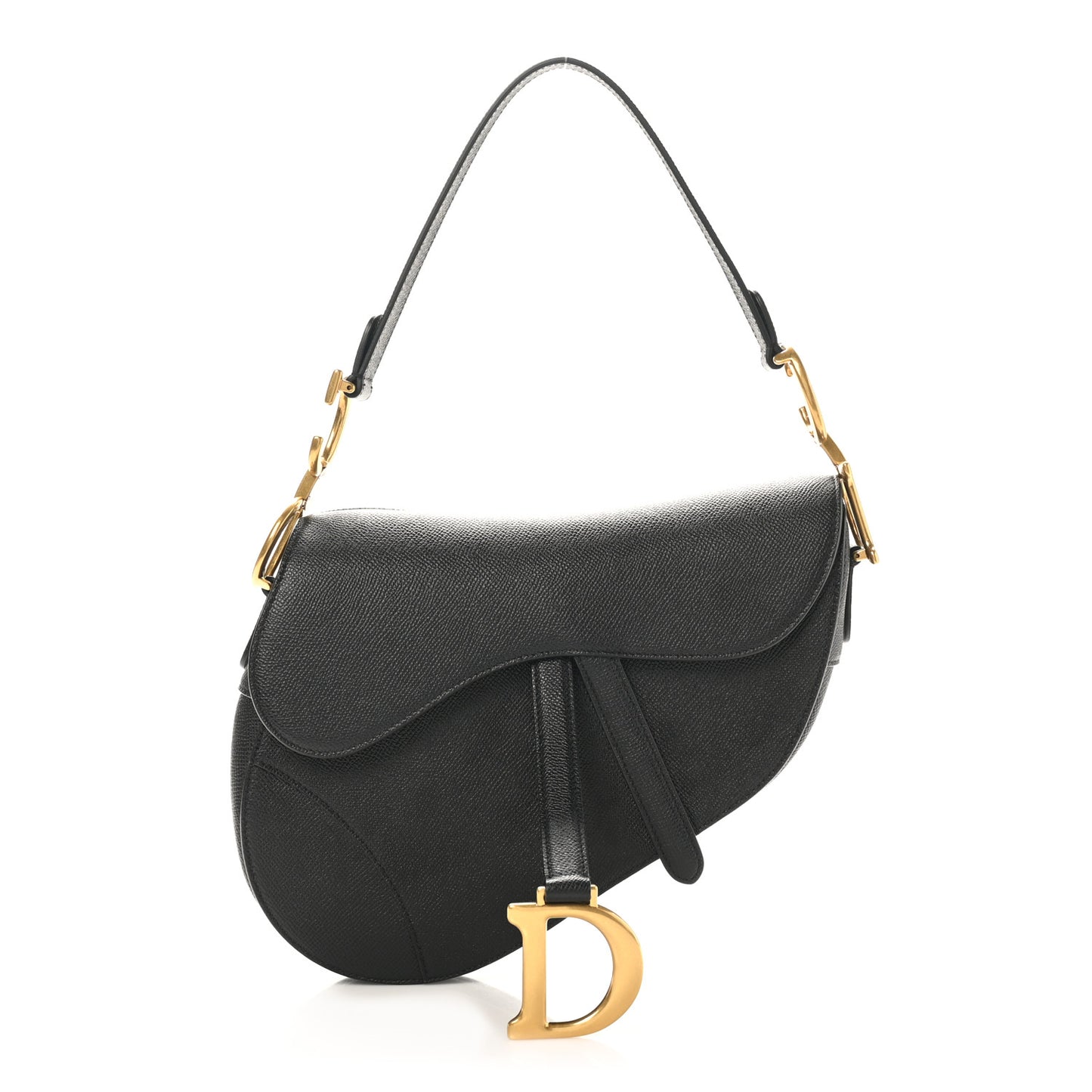Grained Calfskin Saddle Bag Black