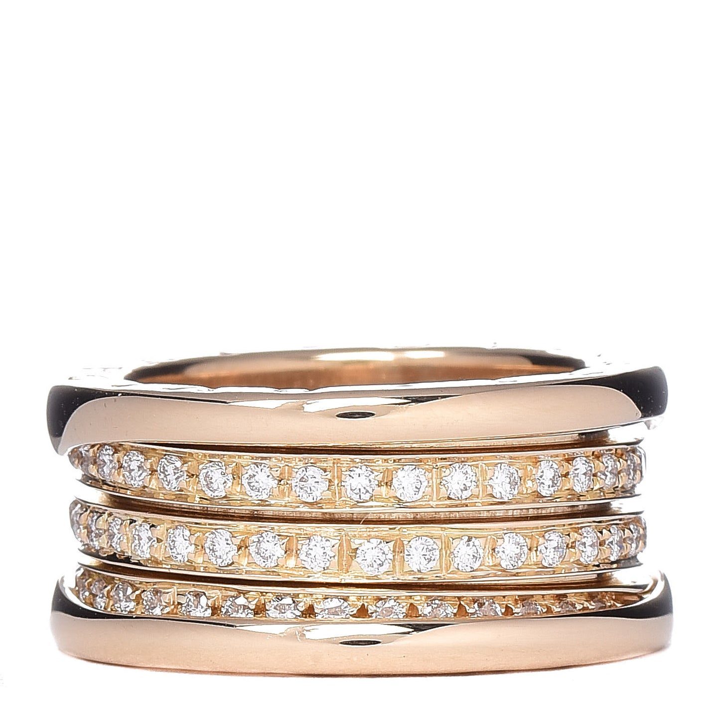 18K Yellow Gold Diamond B.Zero1 Four-Band Pave Ring 52 6