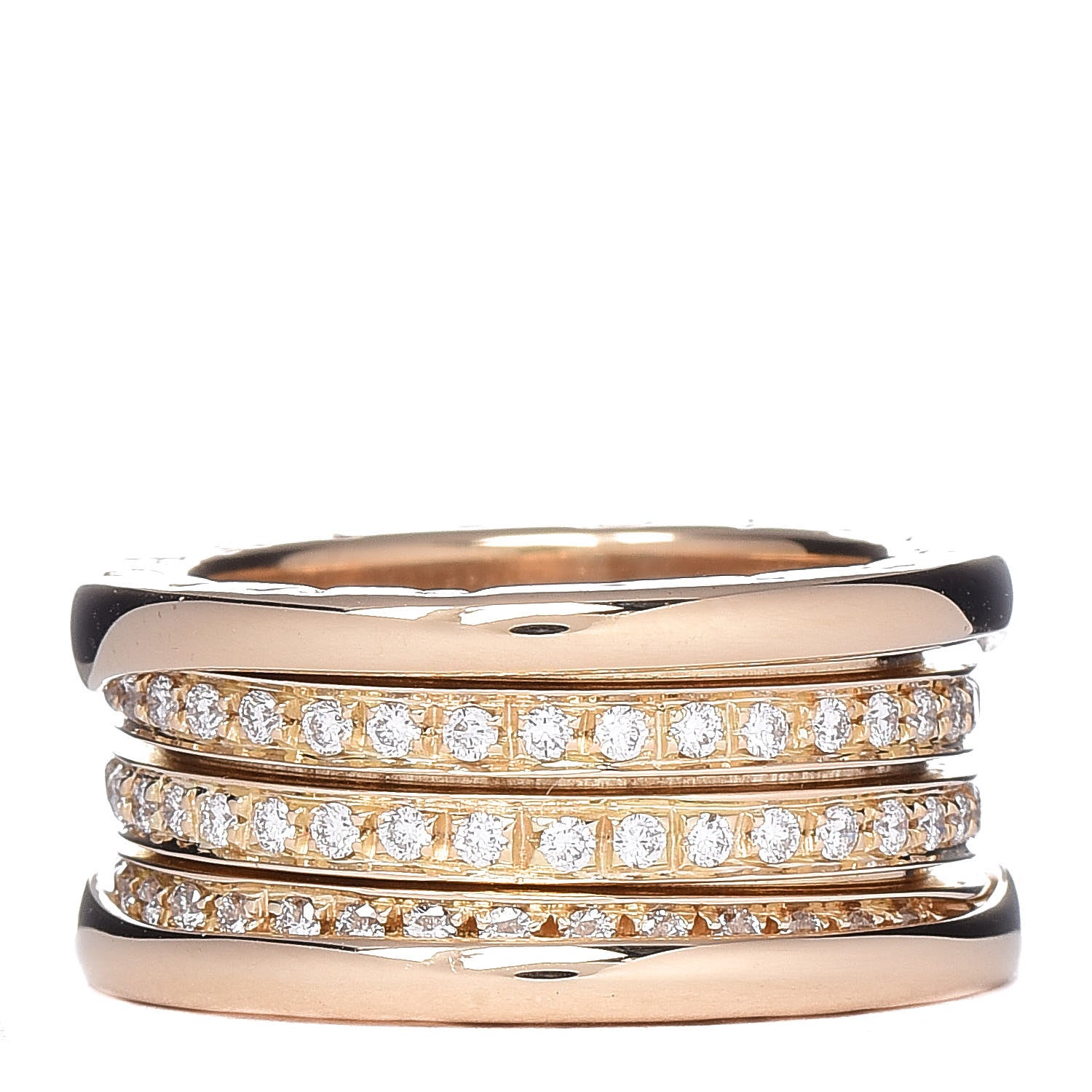 Bulgari 18K Yellow Gold Diamond B.Zero1 Four-Band Pave Ring 52 6 3 of 5